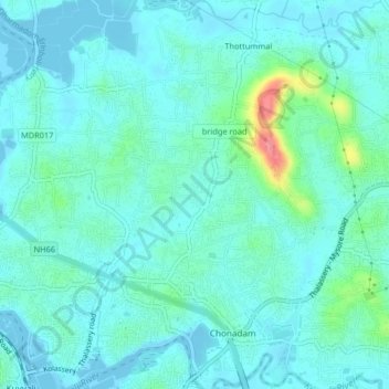Eranholi地形图、海拔、地势