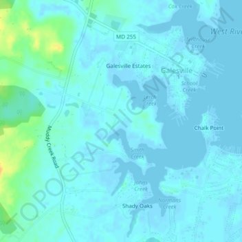Galesville地形图、海拔、地势