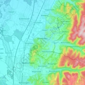 Ettenheim地形图、海拔、地势