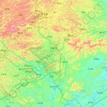 大新县地形图、海拔、地势