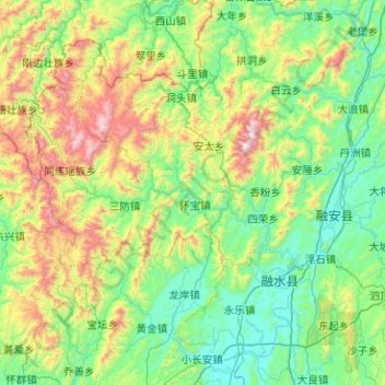 融水苗族自治县地形图、海拔、地势
