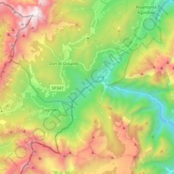 Gosaldo地形图、海拔、地势