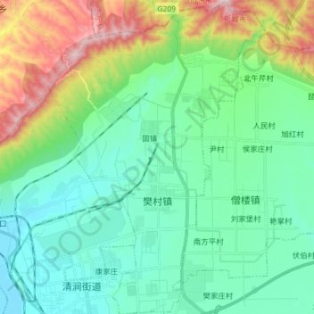樊村镇地形图、海拔、地势