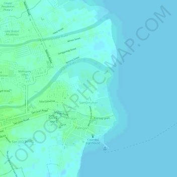 Sampiruhan地形图、海拔、地势