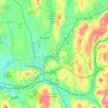 Palmer地形图、海拔、地势