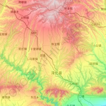 淳化县地形图、海拔、地势