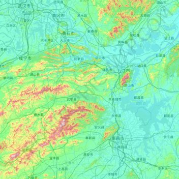 九江市地形图、海拔、地势