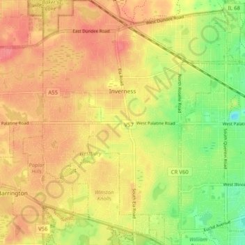 Inverness地形图、海拔、地势
