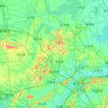 滁州市地形图、海拔、地势