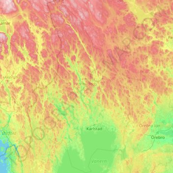 韦姆兰省地形图、海拔、地势