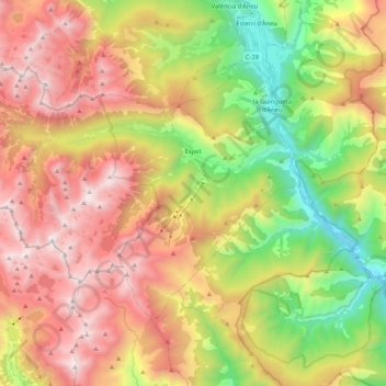 Espot地形图、海拔、地势