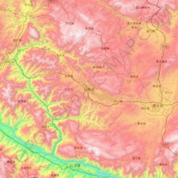 石屏县地形图、海拔、地势
