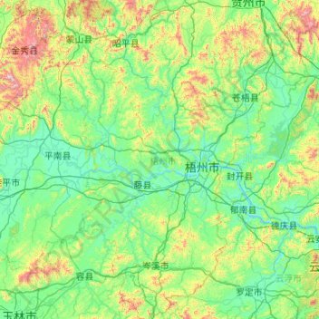 梧州市地形图、海拔、地势