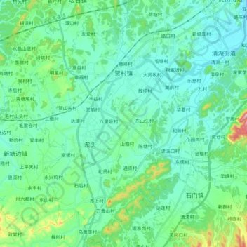贺村镇地形图、海拔、地势