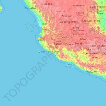 科利马州地形图、海拔、地势