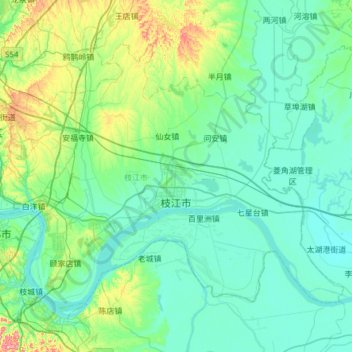 枝江市地形图、海拔、地势