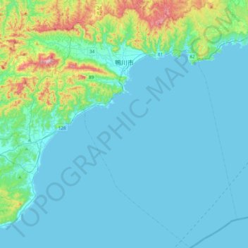 鴨川市地形图、海拔、地势