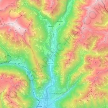 Montecrestese地形图、海拔、地势