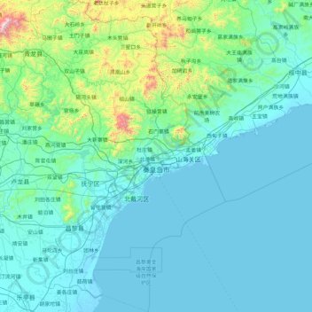 秦皇岛市地形图、海拔、地势