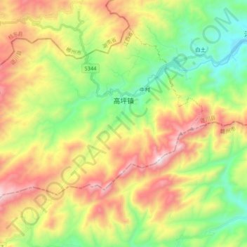 高坪镇地形图、海拔、地势
