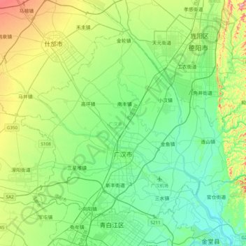 广汉市地形图、海拔、地势
