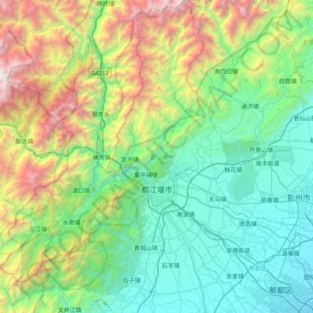 都江堰市地形图、海拔、地势