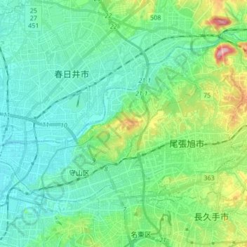 守山区地形图、海拔、地势