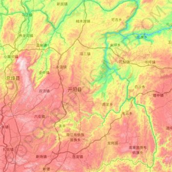 开阳县地形图、海拔、地势
