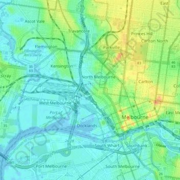 Melbourne District地形图、海拔、地势