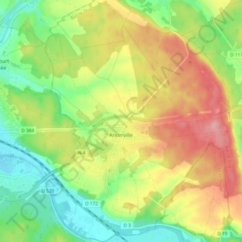 Ancerville地形图、海拔、地势