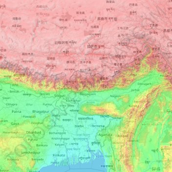 雅鲁藏布江地形图、海拔、地势