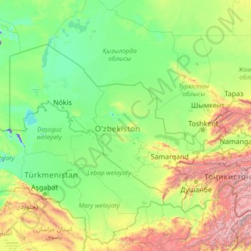 乌兹别克斯坦 / 烏茲別克地形图、海拔、地势