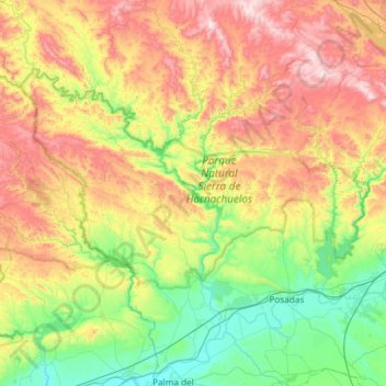 Hornachuelos地形图、海拔、地势