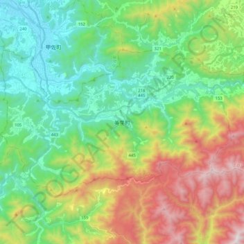 美里町地形图、海拔、地势