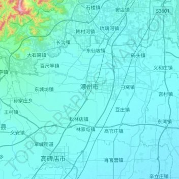 涿州市地形图、海拔、地势