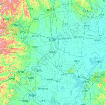 荆州市地形图、海拔、地势