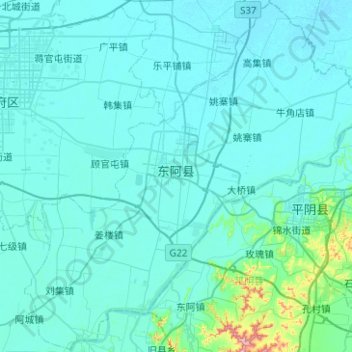 东阿县地形图、海拔、地势