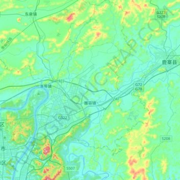 雒容镇地形图、海拔、地势