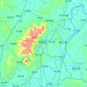 衡山县地形图、海拔、地势