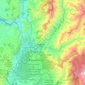 Bucaramanga地形图、海拔、地势
