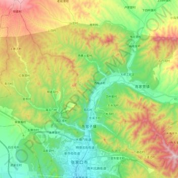 东窑子镇地形图、海拔、地势