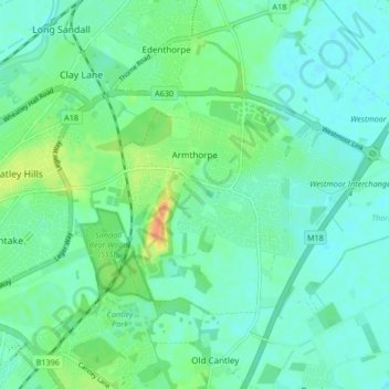 Armthorpe地形图、海拔、地势