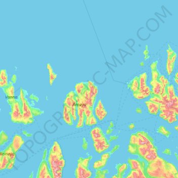 Skjervøy地形图、海拔、地势