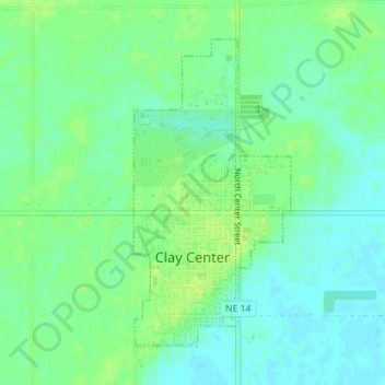 Clay Center地形图、海拔、地势