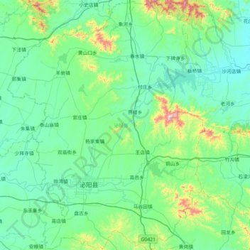 泌阳县地形图、海拔、地势