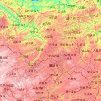 镇雄县地形图、海拔、地势
