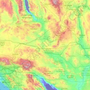 San Bernardino County地形图、海拔、地势