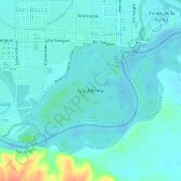 Isla Merino地形图、海拔、地势