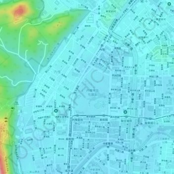 美術館情人草原地形图、海拔、地势