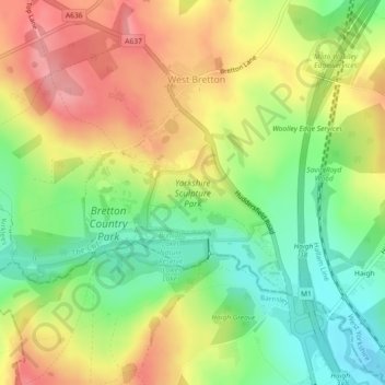 Yorkshire Sculpture Park地形图、海拔、地势